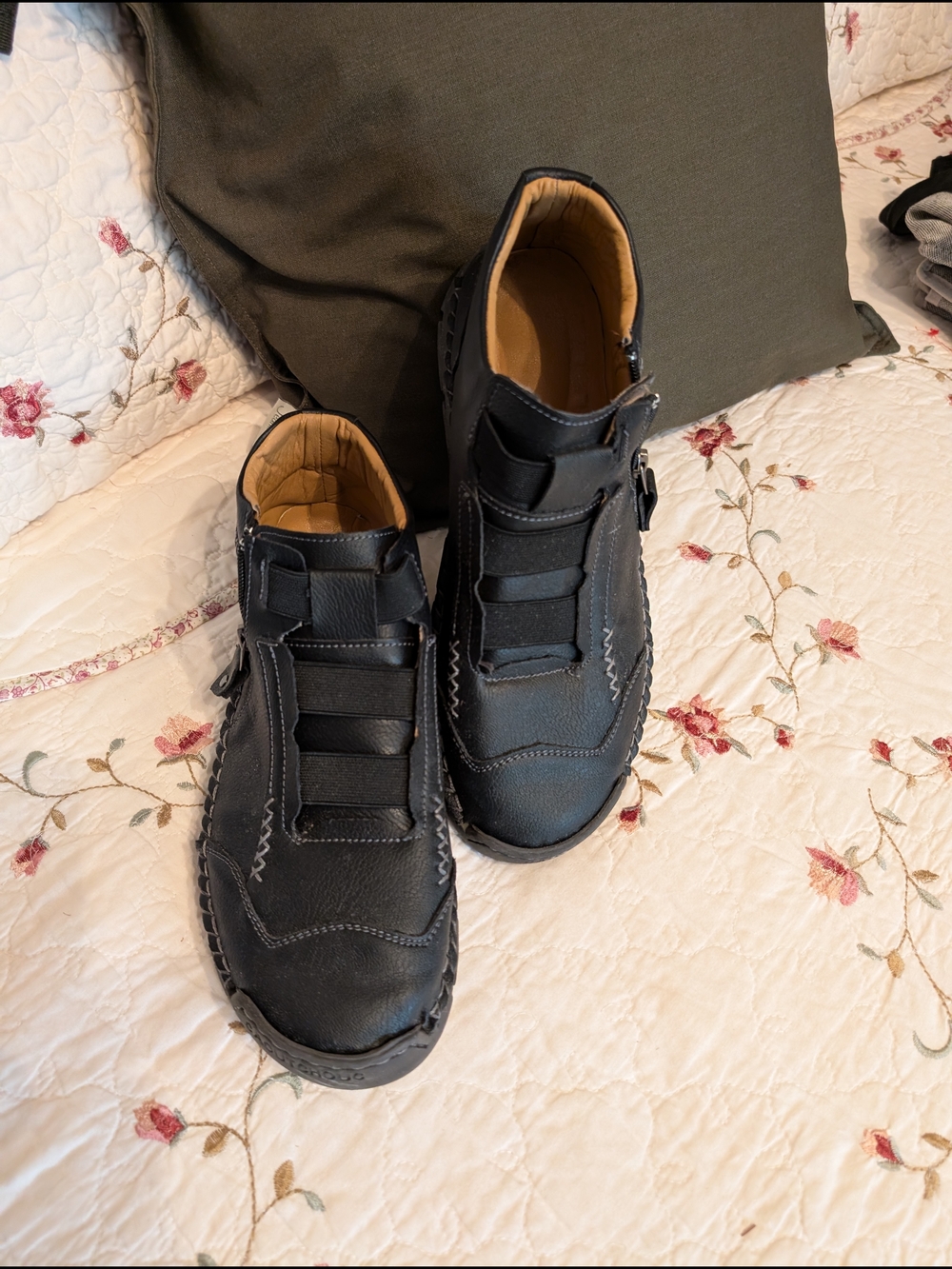 Men's Casual Black Zip Up Leather Sneakers EU41/USA 8.5